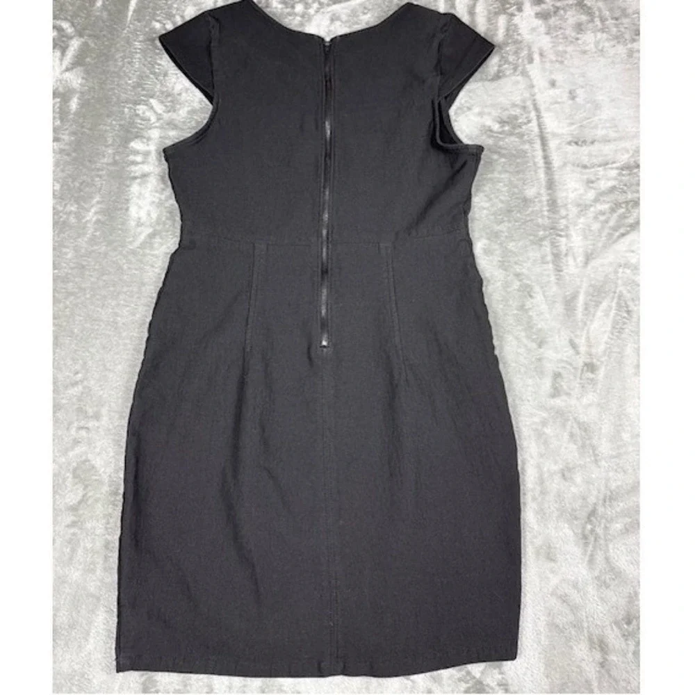Free People Dress Womens Small Black Denim Mini Sweetheart Cap Sleeve Bodycon